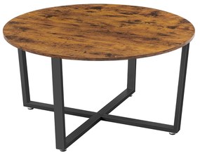 Mesa redonda de sala com estilo industrial e estrutura metálica | VASAGLE | 88 x 88 x 47 cm | castanho rústico e preto | LCT88X.