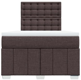 Cama boxspring com colchão 120x190 cm tecido castanho-escuro