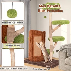 Arranhador para gatos multinível de 2 níveis com postes para arranhar e painel de sisal Cabide Plataformas redondas Plataformas redondas Brinquedo pen