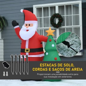 Pai Natal Inflável com Árvore de Natal com 3 Luzes LED e Inflador Elét