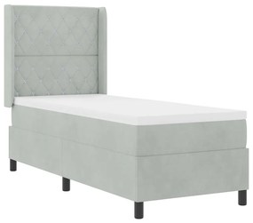 Cama Box vidaXL com Colchão &amp; Luz LED Cinza Claro 80x200 cm Veludo