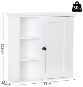 Armário de banheiro com 3 níveis abertos 2 portas de sobreposição 53x14.5x50.5 cm Branco