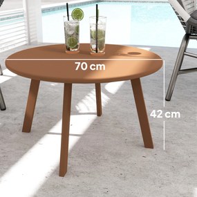 Mesa de centro redonda pequena, mesa auxiliar com pés antiderrapantes, estrutura em metal, Ø 70 x 42 cm, laranja
