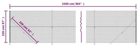 Cerca de arame com flange 2,2x25 m prateado