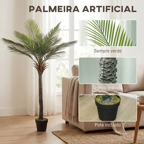 Planta Artificial Decorativa 180 cm Palmeira Artificial com Vaso e Folhas para Interior Verde