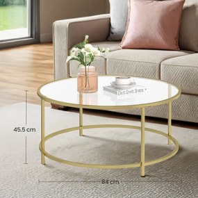 Mesa de centro redonda com superfície em vidro 84 x 84 x 45,5 cm dourado