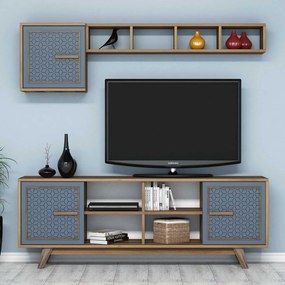Móvel TV Ayla – Nogueira Azul – 160x56,2x35 cm