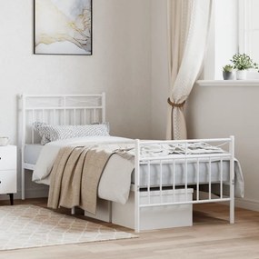 vidaXL Estrutura de cama com cabeceira e pés 80x200 cm metal branco