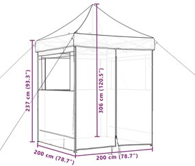 Tenda para festas pop-up dobrável com 4 paredes laterais bege