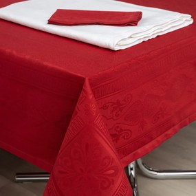 Toalhas de mesa rectangulares em damasco com ajour  100% algodão - Fateba: Cor cereja 1 Guardanapo 47x47 cm