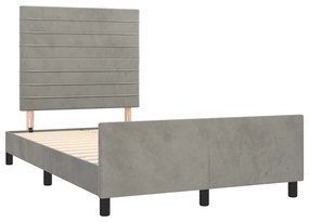 Estrutura de cama sem colchão 120x200 cm veludo cinzento-claro