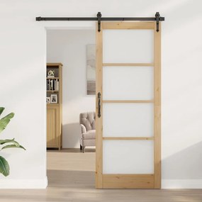 vidaXL porta interna com vidro "ORKDAL" 83x211x4 cm Madeira de Pinheiro Sólida