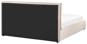 Cama de casal com arrumação em veludo creme 160 x 200 cm BAJONNA Beliani