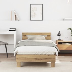 vidaXL Cama de Casal em Carvalho Artisan da , 90 x 190 cm, feita de madeira engenheirada.