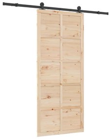 Porta Deslizante Castanho 90 x 208 cm Madeira de pinho maciça