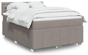 vidaXL Cama com molas/colchão 140x200 cm tecido castanho-acinzentado