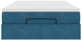 Cama otomana com colchão 120x190 cm veludo azul-escuro