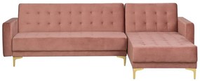 Sofá-cama de canto versão à esquerda de 4 lugares em veludo rosa ABERDEEN Beliani