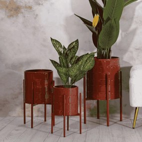 CONJUNTO DE 3 VASOS ARCHY VERMELHO Ø 36X56,5-30X48,5-24X37,5  (PLANTAS NÃO INCLUIDAS)