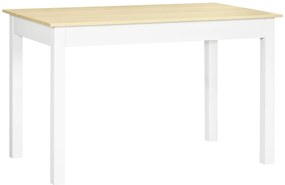 HOMCOM Mesa de Jantar 6 Lugares 119x70x76 cm Moderna para Família, para 4-6 Pessoas, de Madeira Branca e Carvalho | Aosom Portugal