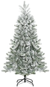 Árvore de Natal Nevada Artificial 150cm com 521 Ramos PVC e PE Base Dobrável e Suporte de Metal Decoração de Natal para Interiores Ø90x150cm Verde e B