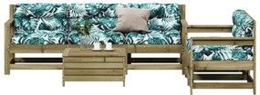 6 pcs conjunto lounge de jardim c/ almofadões pinho impregnado