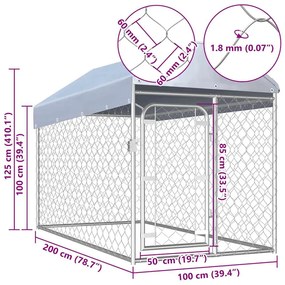 Canil de exterior com telhado 200x100x125 cm