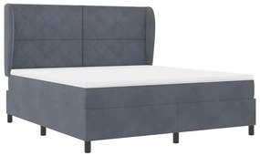 Cama com Estrado e Colchão Cinza Escuro 180x200 cm em Veludo