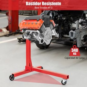 Suporte para motor de 3 rodas para serviço pesado com capacidade para 340 kg, cabeça giratória de 360° e 4 braços ajustáveis Vermelho