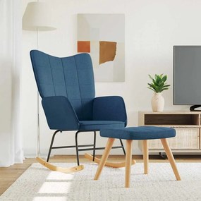 vidaXL Cadeira de baloiço com banco tecido azul