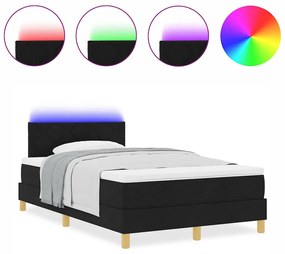 Cama Box com Colchão &amp; LED Preta 120x200 cm Tecido