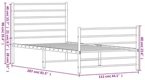 Estrutura de cama com cabeceira e pés 107x203 cm metal branco
