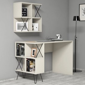 Secretária de Estudo Extra – Creme e Preto – 120x78,8x60 cm