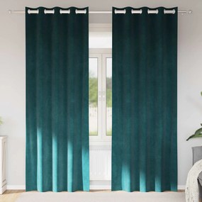 vidaXL Cortinas opacas 2 pcs Verde Escuro 140 x 245 cm Veludo