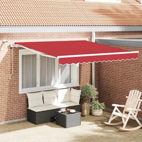 vidaXL Toldo Retrátil Vermelho 350 x 250 cm Poliéster e Metal
