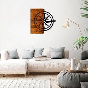 Acessório Decorativo de Parede Pusula – Nogueira e Preto – 58 x 58 cm