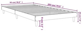 Estrutura cama 90x200 cm derivados de madeira carvalho fumado