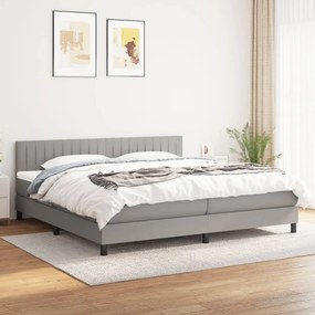 vidaXL Cama com molas/colchão 200x200 cm tecido cinza-claro