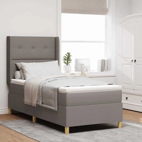 vidaXL Cama Box com Colchão Taupe 90x200 cm em Tecido