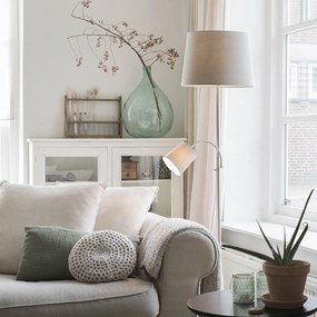 Candeeiro de pé inteligente em aço com abajur cinzento incl. Wifi A60 e E14 - Retro