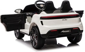 Carro elétrico para Crianças 2 a 6 anos 12V 4x4 Porsche Macan, Rodas de espuma EVA, Controle remoto Branco