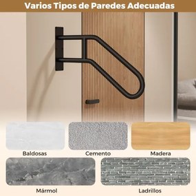 Corrimão para escadas exteriores de segurança em forma de U para 1-3 degraus Barra de apoio de parede em metal preto