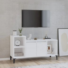 Móvel de TV 100x35x55 cm madeira processada branco brilhante