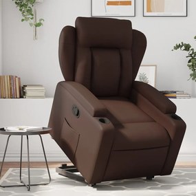 vidaXL Poltrona reclinável elevatória couro artificial castanho