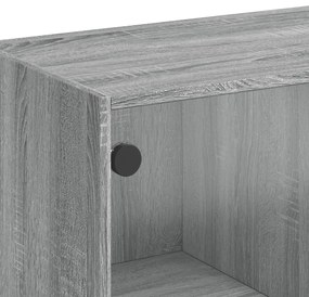 Armário de apoio c/ portas de vidro 68x37x75,5 cm cinza sonoma