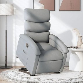 vidaXL Poltrona reclinável elevatória tecido cinzento-claro