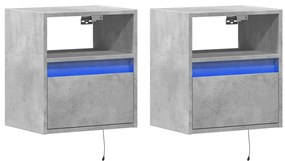 Móveis de parede para TV com luzes LED 2 pcs cinzento cimento