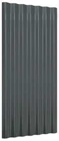Painéis de telhado 12 pcs 80x36cm aço revestido a pó antracite