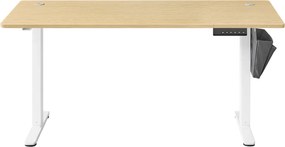 Secretária com altura ajustável eletricamente, 4 botões de memória, 160 x 70 x (72-120) cm carvalho dourado e branca