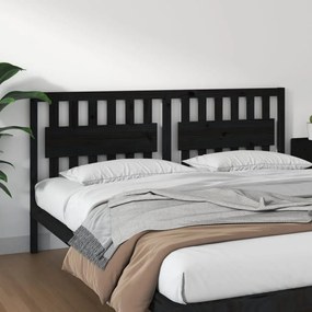 vidaXL Cabeceira de cama 185,5x4x100 cm pinho maciço preto